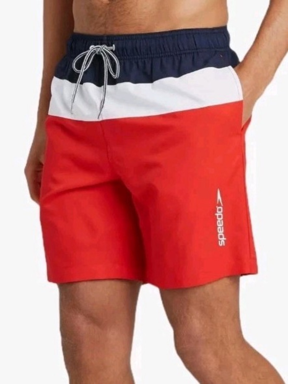 Speedo Swim Trunks 18 in Red White Blue Board Shorts Large